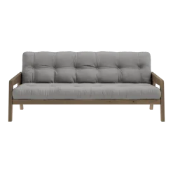 Canapé-lit en bois de pin laqué marron foncé et tissu gris 204 x 130 cm Grab - Karup Design