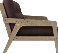 Canapé-lit en bois de pin laqué marron foncé et tissu marron 204 x 130 cm Grab - Karup Design