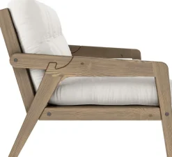 Canapé-lit en bois de pin laqué marron foncé et tissu naturel 204 x 130 cm Grab - Karup Design