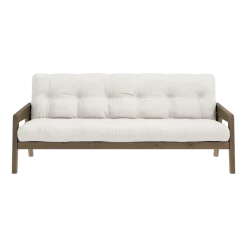 Canapé-lit en bois de pin laqué marron foncé et tissu naturel 204 x 130 cm Grab - Karup Design