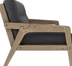 Canapé-lit en bois de pin laqué marron foncé et velours noir charbon 204 x 130 cm Grab - Karup Design