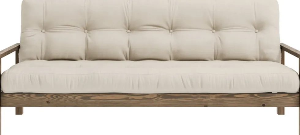 Canapé-lit en bois foncé et tissu beige Knob - Karup Design