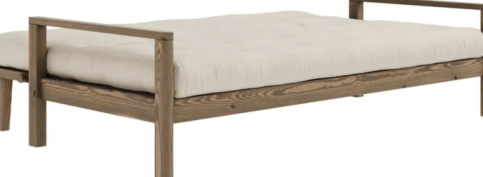 Canapé-lit en bois foncé et tissu beige Knob - Karup Design