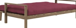Canapé-lit en bois foncé et tissu bordeaux Knob - Karup Design