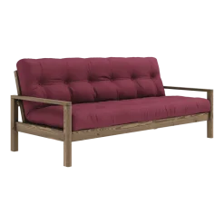 Canapé-lit en bois foncé et tissu bordeaux Knob - Karup Design