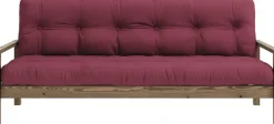 Canapé-lit en bois foncé et tissu bordeaux Knob - Karup Design