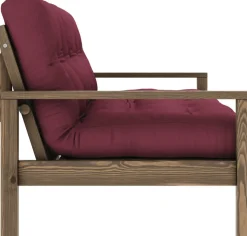 Canapé-lit en bois foncé et tissu bordeaux Knob - Karup Design