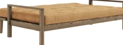 Canapé-lit en bois foncé et velours côtelé marron fudge Knob - Karup Design