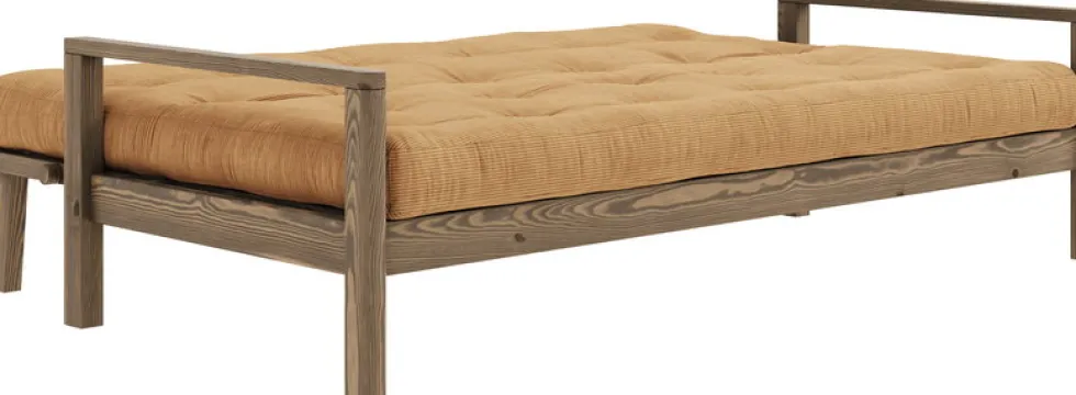 Canapé-lit en bois foncé et velours côtelé marron fudge Knob - Karup Design