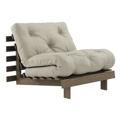 Canapé-lit en pin carob brown et lin 90 x 200 cm Roots - Karup Design