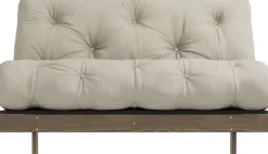 Canapé-lit en pin carob brown et lin 140 x 200 cm Roots - Karup Design
