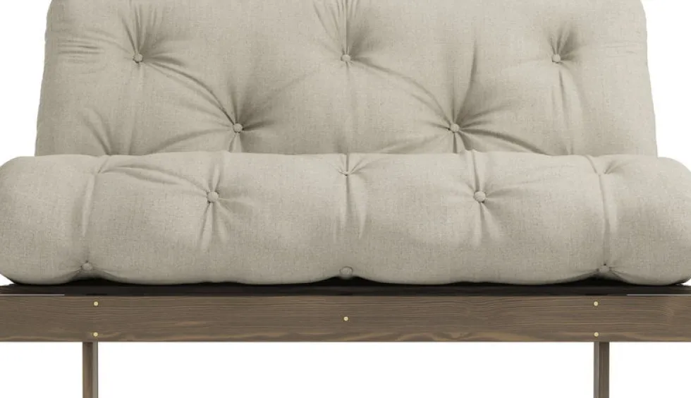 Canapé-lit en pin carob brown et lin 140 x 200 cm Roots - Karup Design
