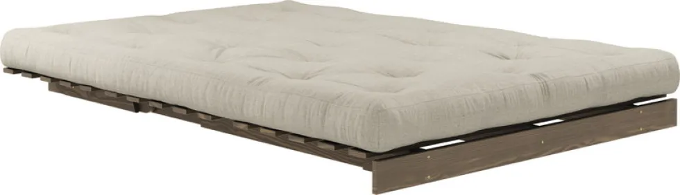 Canapé-lit en pin carob brown et lin 140 x 200 cm Roots - Karup Design