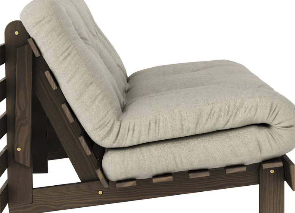 Canapé-lit en pin carob brown et lin 160 x 200 cm Roots - Karup Design