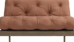 Canapé-lit en pin carob brown et tissu argile 140 x 200 cm Roots - Karup Design