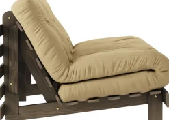 Canapé-lit en pin carob brown et tissu beige blé 140 x 200 cm Roots - Karup Design