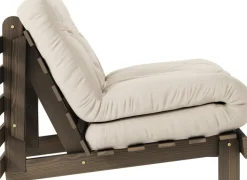 Canapé-lit en pin carob brown et tissu beige 90 x 200 cm Roots - Karup Design