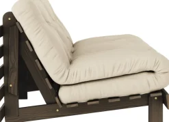 Canapé-lit en pin carob brown et tissu beige 160 x 200 cm Roots - Karup Design