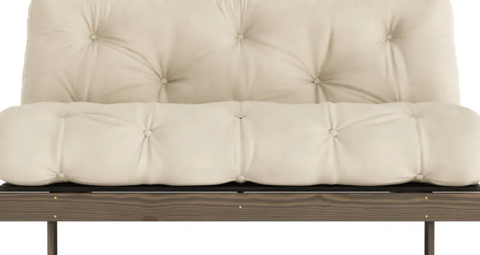 Canapé-lit en pin carob brown et tissu beige 160 x 200 cm Roots - Karup Design