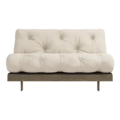 Canapé-lit en pin carob brown et tissu beige 140 x 200 cm Roots - Karup Design