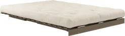 Canapé-lit en pin carob brown et tissu beige 140 x 200 cm Roots - Karup Design