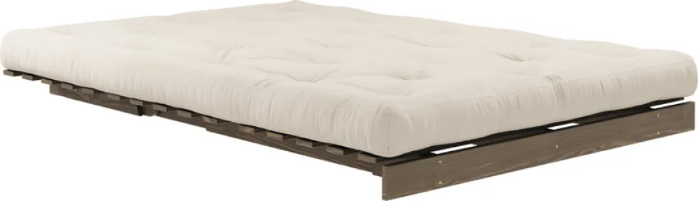 Canapé-lit en pin carob brown et tissu beige 140 x 200 cm Roots - Karup Design