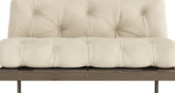 Canapé-lit en pin carob brown et tissu beige 160 x 200 cm Roots - Karup Design