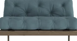 Canapé-lit en pin carob brown et tissu bleu pétrol 160 x 200 cm Roots - Karup Design