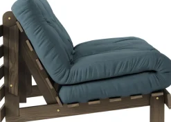 Canapé-lit en pin carob brown et tissu bleu pétrol 140 x 200 cm Roots - Karup Design