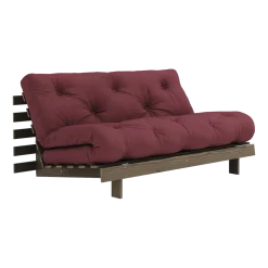 Canapé-lit en pin carob brown et tissu bordeaux 160 x 200 cm Roots - Karup Design