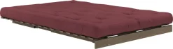 Canapé-lit en pin carob brown et tissu bordeaux 140 x 200 cm Roots - Karup Design