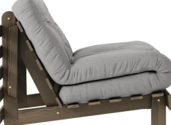Canapé-lit en pin carob brown et tissu gris 90 x 200 cm Roots - Karup Design