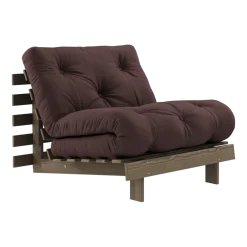 Canapé-lit en pin carob brown et tissu marron 90 x 200 cm Roots - Karup Design