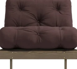 Canapé-lit en pin carob brown et tissu marron 90 x 200 cm Roots - Karup Design
