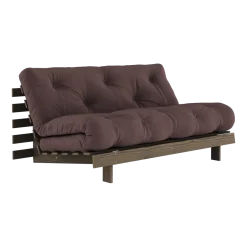 Canapé-lit en pin carob brown et tissu marron 160 x 200 cm Roots - Karup Design