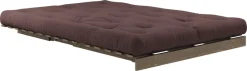 Canapé-lit en pin carob brown et tissu marron 140 x 200 cm Roots - Karup Design