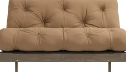 Canapé-lit en pin carob brown et tissu mocca 140 x 200 cm Roots - Karup Design