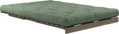 Canapé-lit en pin carob brown et tissu vert olive 140 x 200 cm Roots - Karup Design