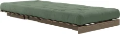 Canapé-lit en pin carob brown et tissu vert olive 90 x 200 cm Roots - Karup Design