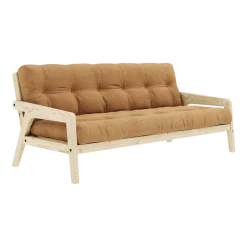 Canapé-lit en pin clair et tissu marron fudge Grab - Karup Design