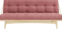 Canapé-lit en pin clair et velours côtelé rose sorbet Folk - Karup Design
