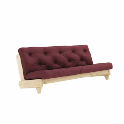 Canapé-lit en pin massif avec matelas en coton bordeaux 140x200cm Fresh - Karup Design