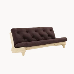 Canapé-lit en pin massif avec matelas en coton marron 140x200cm Fresh - Karup Design