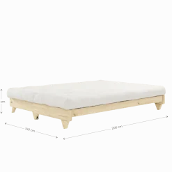 Canapé-lit en pin massif avec matelas en coton vert olive 140x200cm Fresh - Karup Design