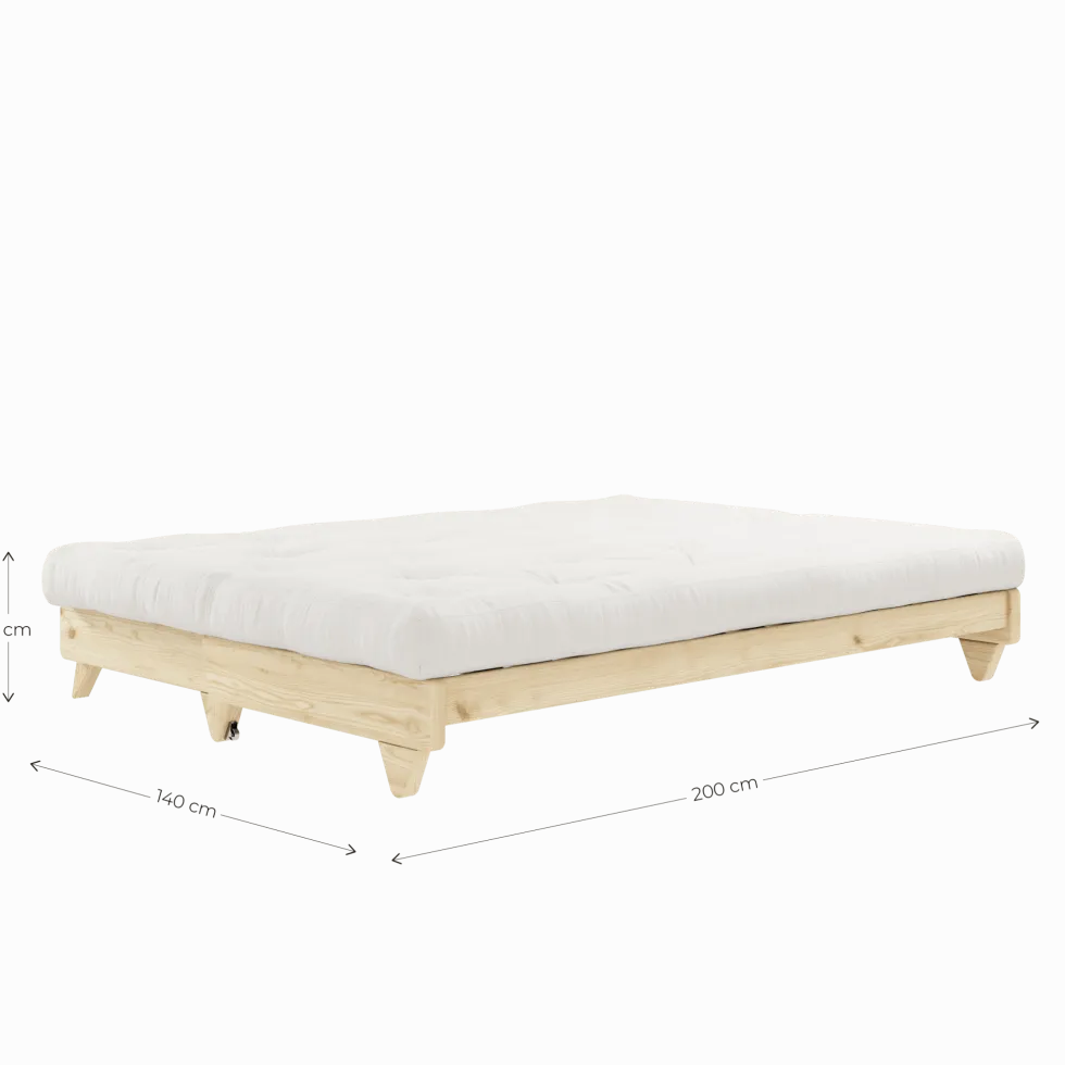 Canapé-lit en pin massif avec matelas en coton vert olive 140x200cm Fresh - Karup Design
