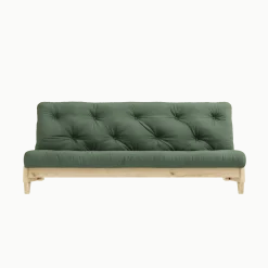 Canapé-lit en pin massif avec matelas en coton vert olive 140x200cm Fresh - Karup Design