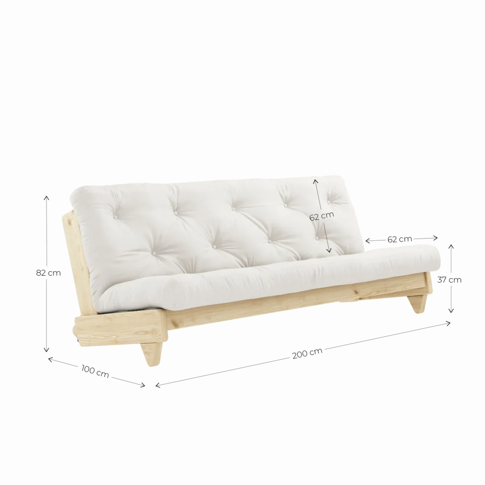 Canapé-lit en pin massif avec matelas en coton vert olive 140x200cm Fresh - Karup Design