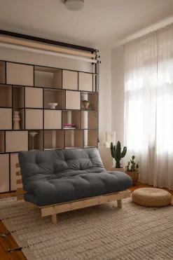 Canapé-lit gris foncé en pin massif Roots 140 - Karup Design