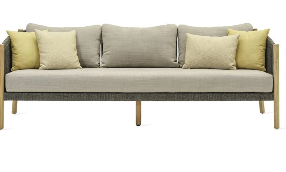 Canapé lounge en teck et corde anthracite 3 places Lento - Vincent Sheppard