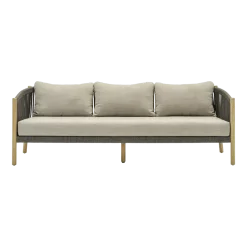 Canapé lounge en teck et corde anthracite 3 places Lento - Vincent Sheppard